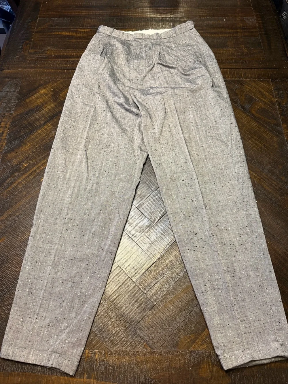 vintage Men's Gray Textured Tailored Pants